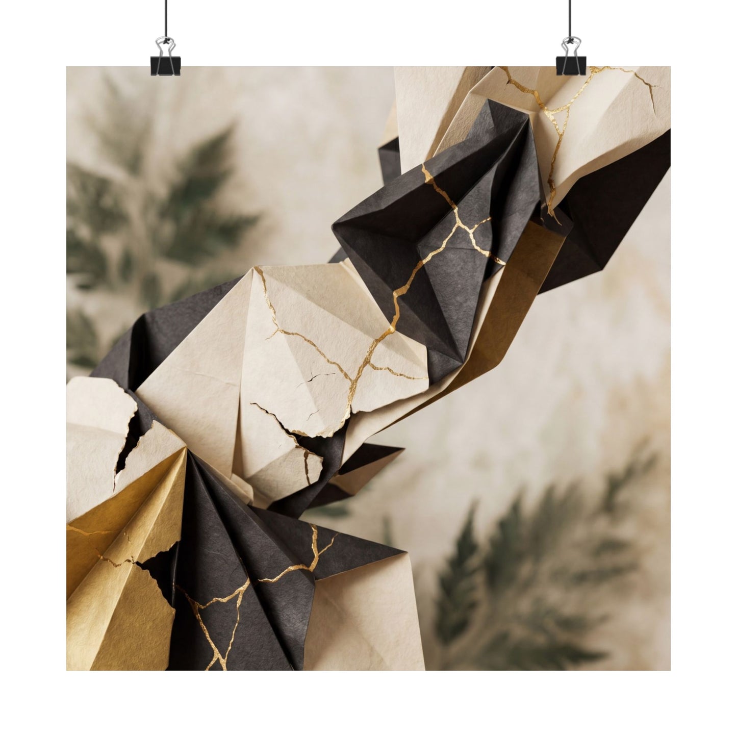 Kintsugi Paper Fold in Overcast | Broken Beauty Wall Art Print