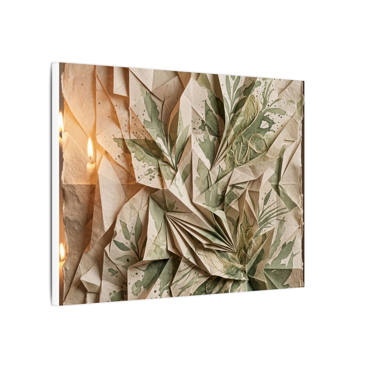 Japandi Paper Fold in Candlelight | Texture Canvas Art