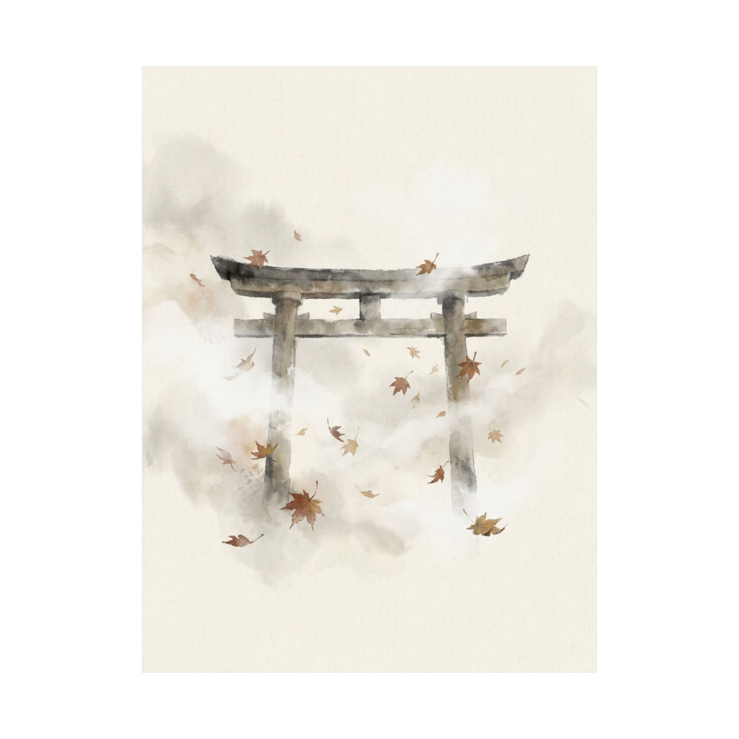 Calm Torii Gate Wall Art Print - Sumi E Zen