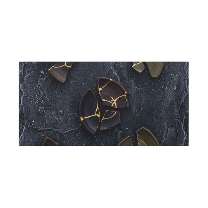 Broken Pottery Canvas Art | Winter Dark Japandi Shadow Zen Art