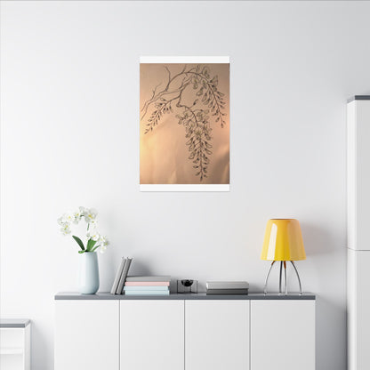 Japandi Wisteria in Candlelight | Minimal Line Canvas Art