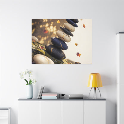 Ma River Stones Canvas Art - Kintsugi Gold Vein