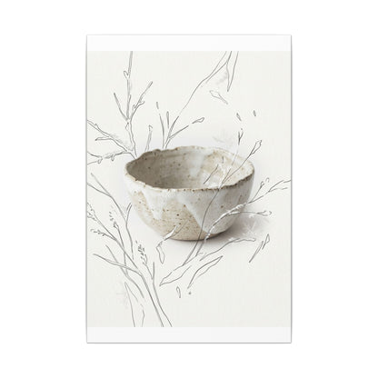 Neutral Ceramic Bowl Canvas Art - Minimal Line Japandi