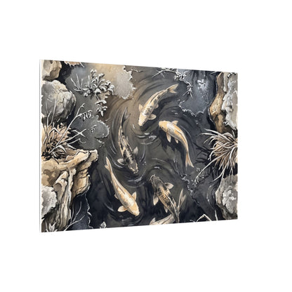 Koi Pond Canvas Art | Winter Japandi Japanese Pattern Art