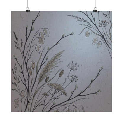 Dried Flowers Wall Art Print | Spring Japandi Japanese Pattern Art