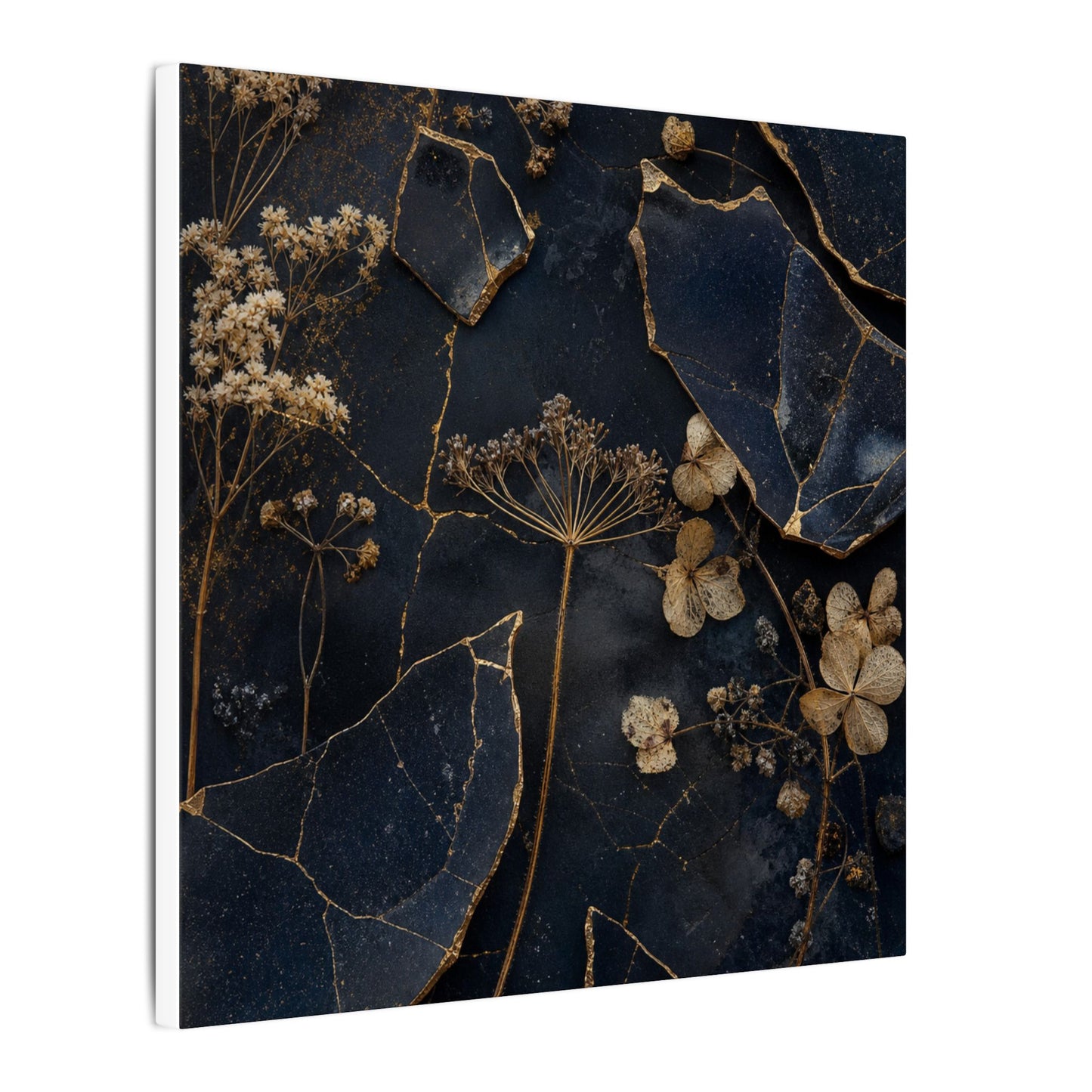 Philosophical Dried Flowers Canvas Art - Broken Beauty Kintsugi