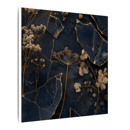 Philosophical Dried Flowers Canvas Art - Broken Beauty Kintsugi