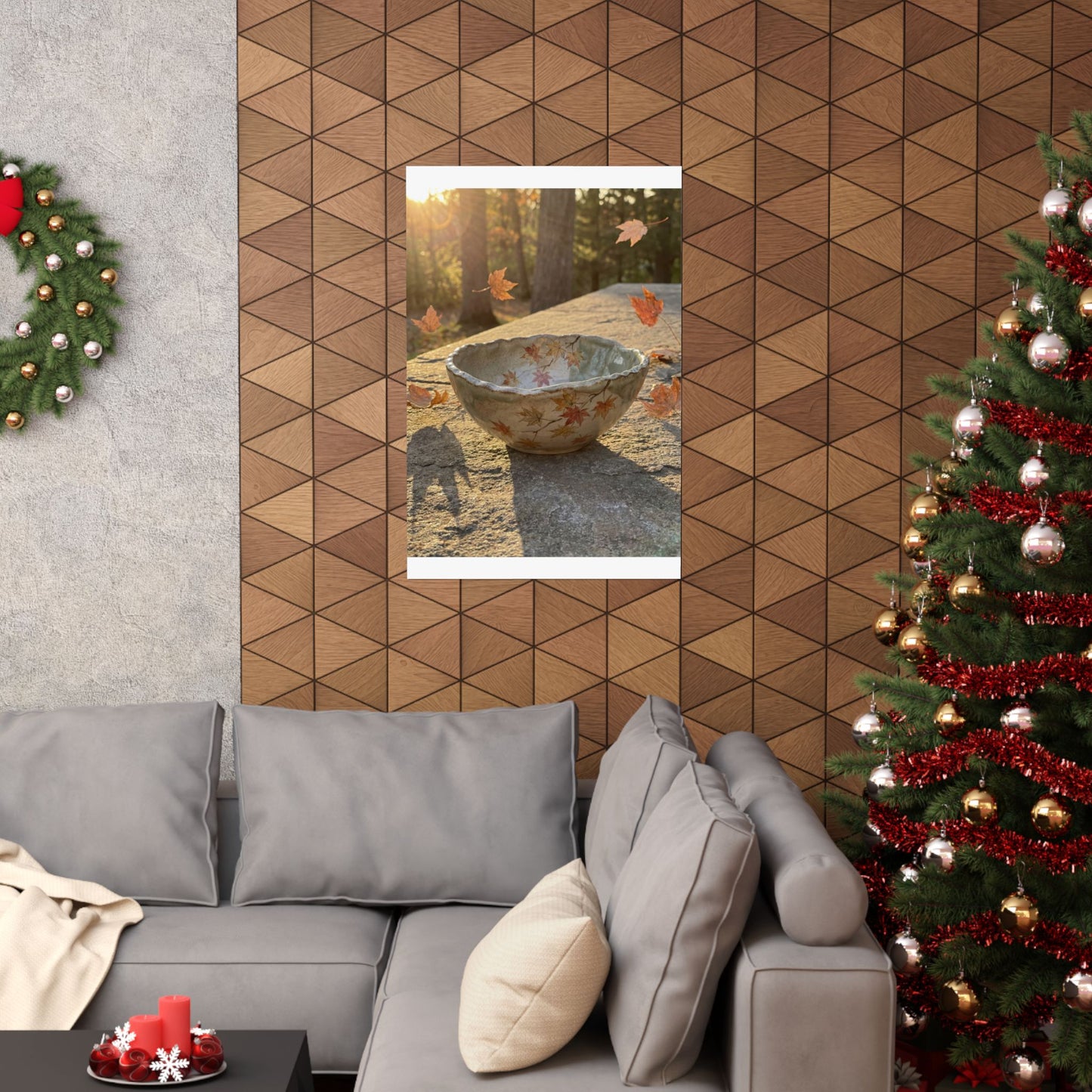 Warm Ceramic Bowl Wall Art Print - Japanese Pattern Japandi