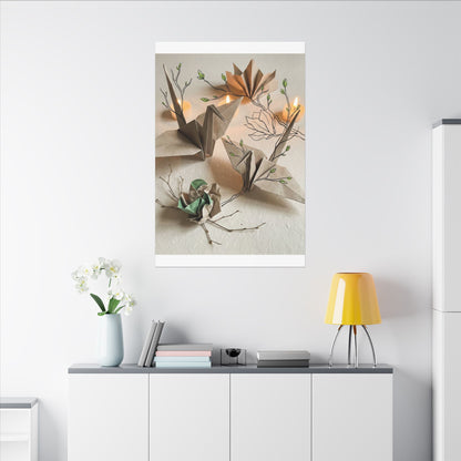 Paper Fold Spring Canvas Art | Japandi Earthy Design