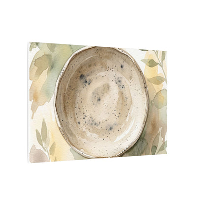 Ceramic Bowl Watercolor Canvas Art | Warm Japandi Art