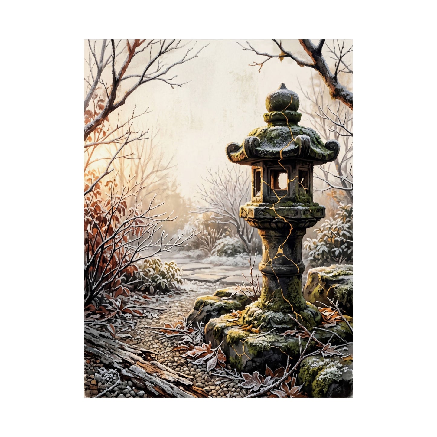Healing Stone Lantern Wall Art Print - Broken Beauty Kintsugi