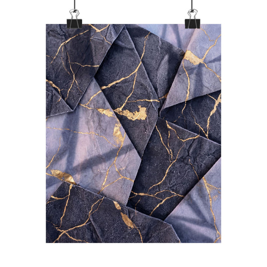 Artful Paper Fold Wall Art Print - Gold Vein Kintsugi Art Print