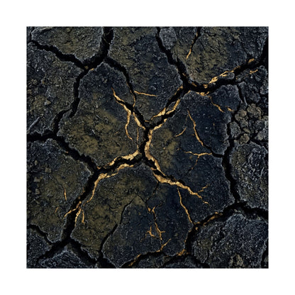 Cracked Earth Winter Wall Art Print | Dark Japandi Moody Design