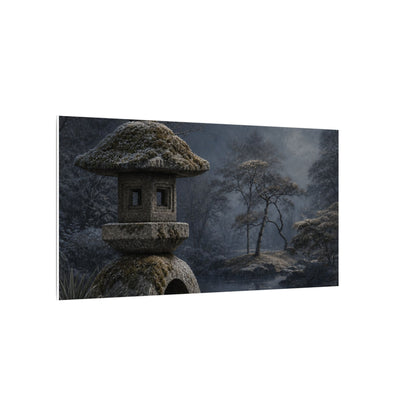 Stone Lantern Canvas Art | Winter Japandi Japanese Pattern Art