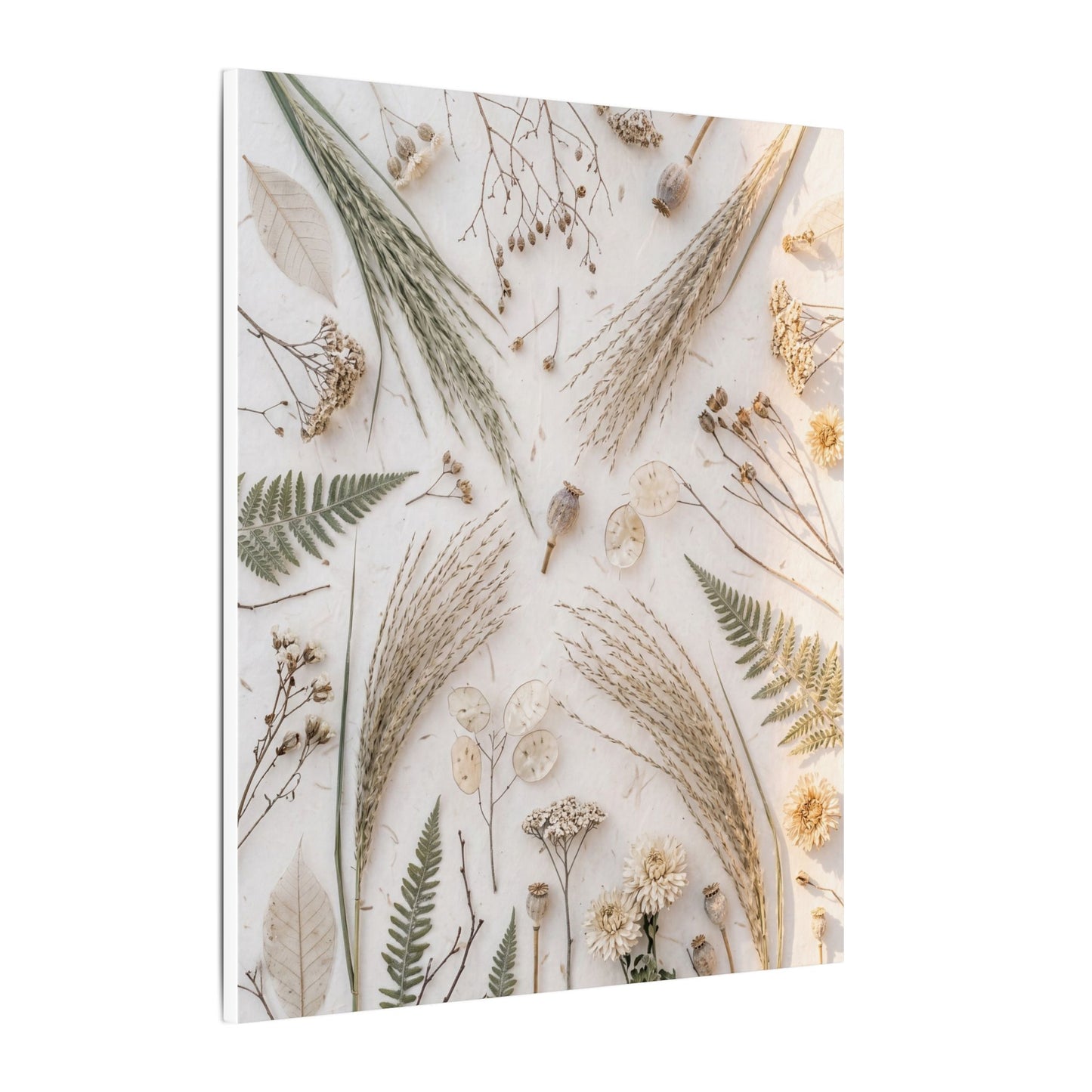 Elegant Dried Flowers Canvas Art - Japanese Pattern Japandi