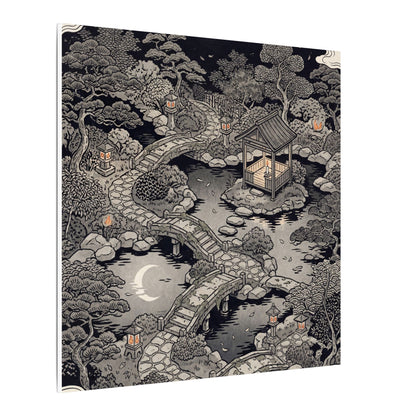Moonlit Garden Ukiyo E Inspired Canvas Art | Serene Zen Art