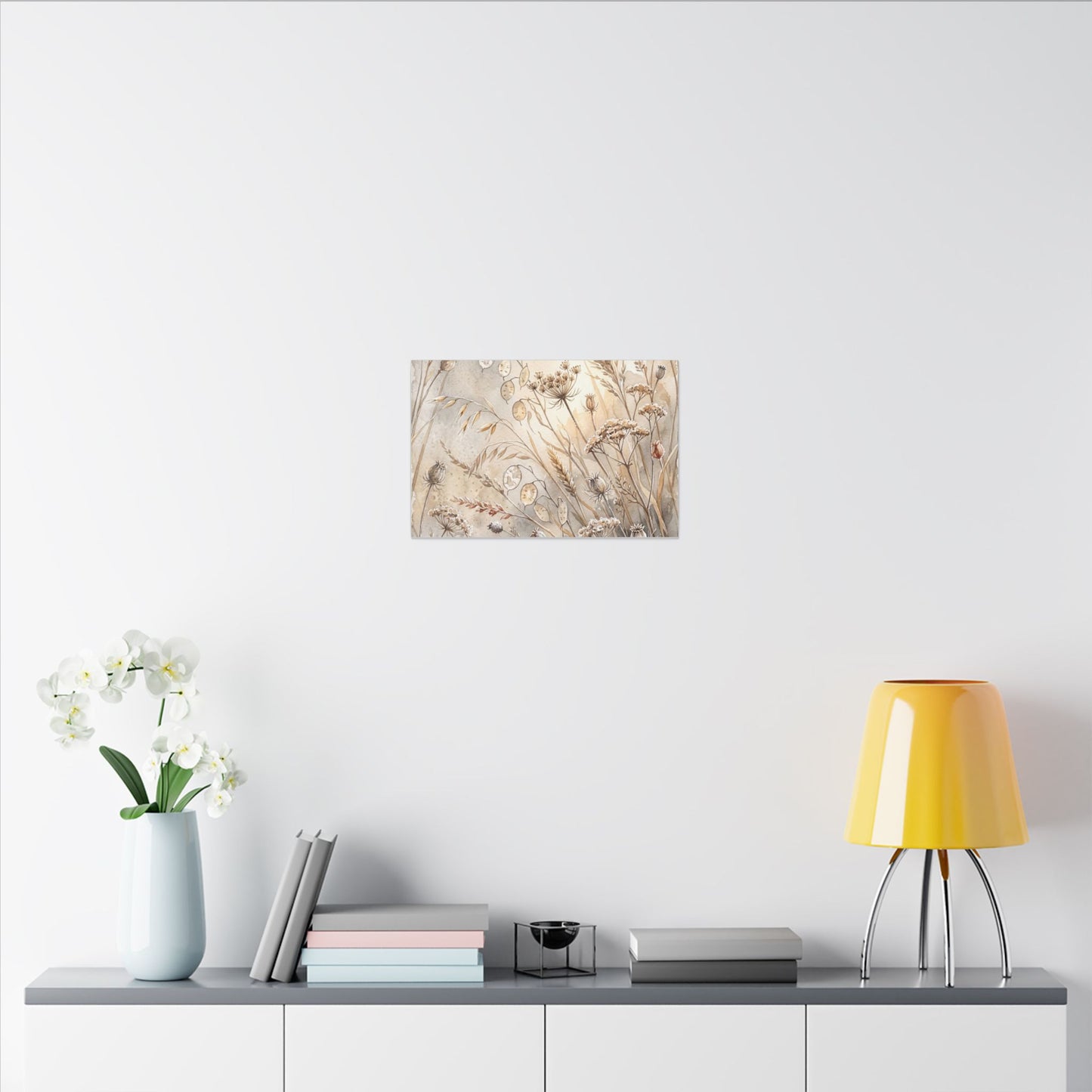 Winter Dried Flowers Watercolor Canvas Art | Warm Decor