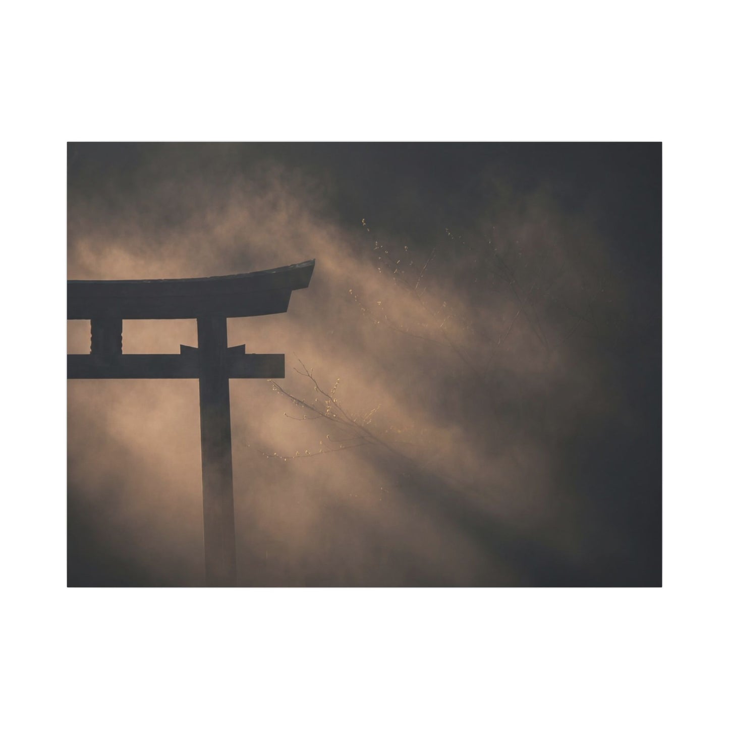 Torii Gate Shadow Zen Canvas Art | Bold Dark Japandi Art