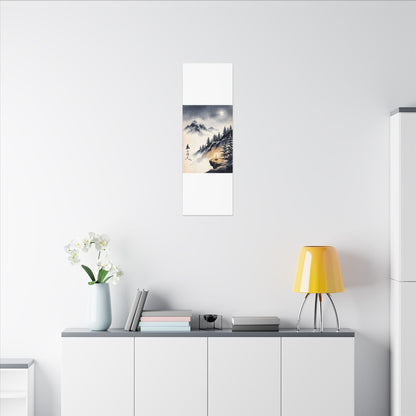 Mountain Mist Canvas Art | Winter Zen Ukiyo E Inspired Art