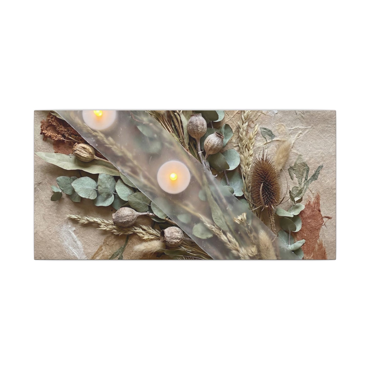 Candlelight Dried Flowers Canvas Art - Japandi Kanso