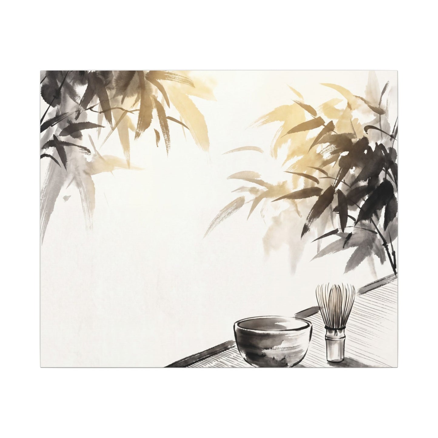 Tea Ceremony Sumi E Canvas Art | Serene Zen Art