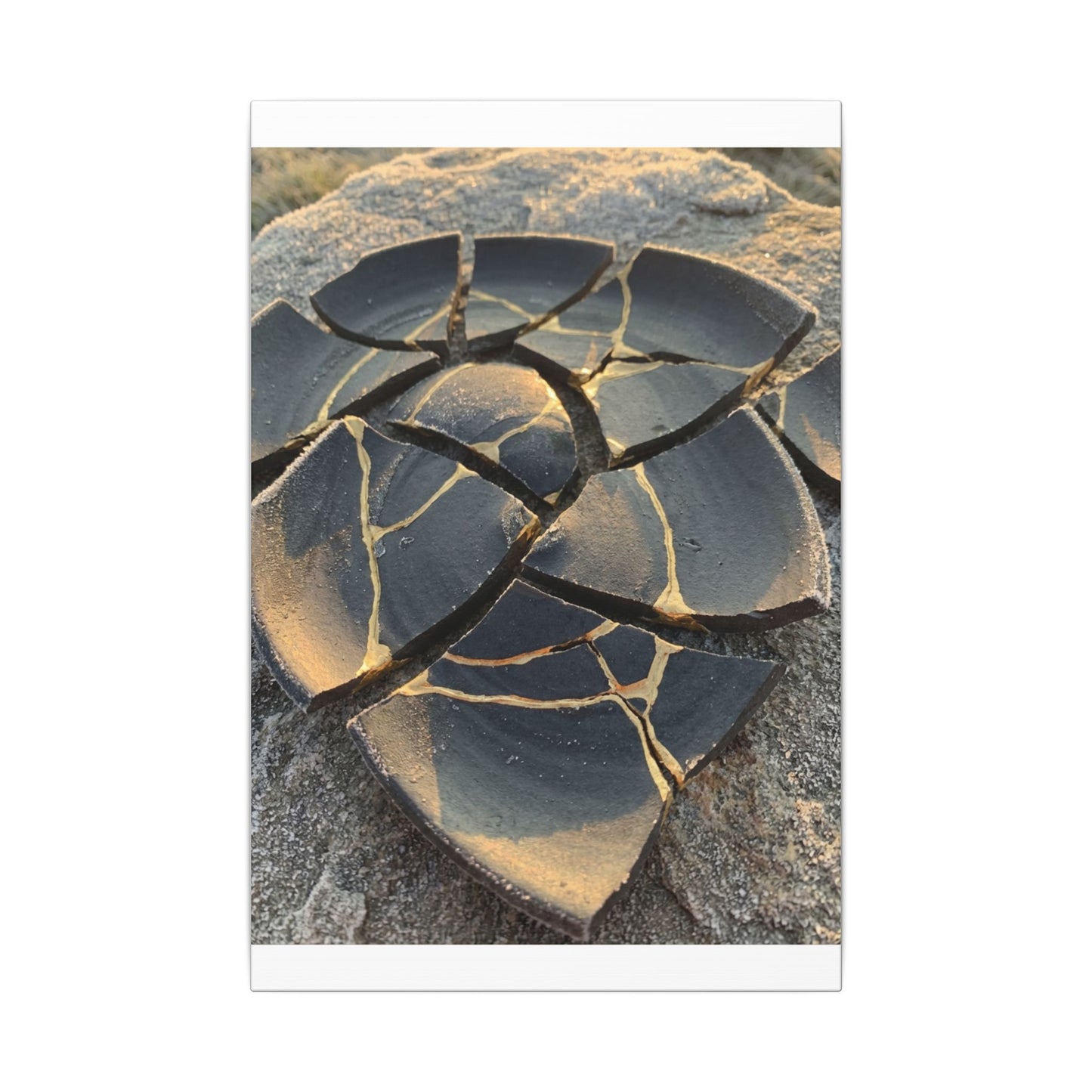 Broken Pottery Winter Canvas Art | Kintsugi Resilient Design