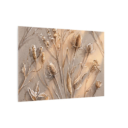 Japandi Dried Flowers in Golden Hour | Watercolor Canvas Art