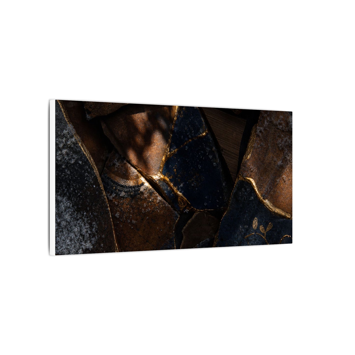 Fukinsei Broken Pottery Canvas Art - Dark Japandi Dark Texture