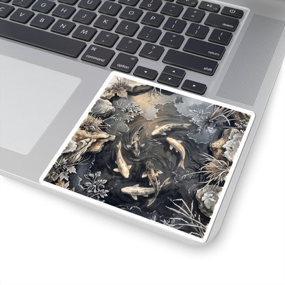 Japandi Koi Pond in Golden Hour | Japanese Pattern Sticker
