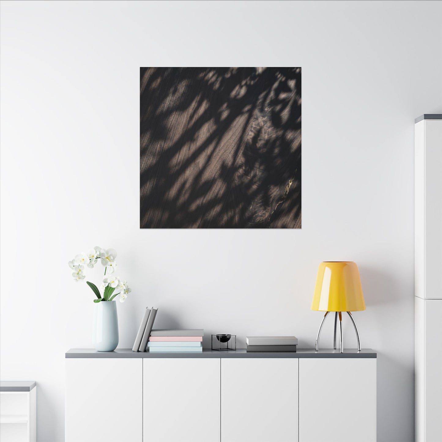 Shadow Play Summer Canvas Art | Dark Japandi Moody Design
