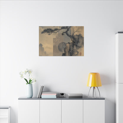 Japandi Pine Tree in Moonlight | Japanese Pattern Canvas Art