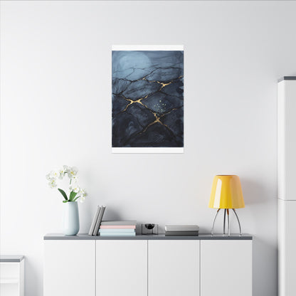 Mono No Aware Cracked Earth Canvas Art - Dark Japandi Charcoal Ink