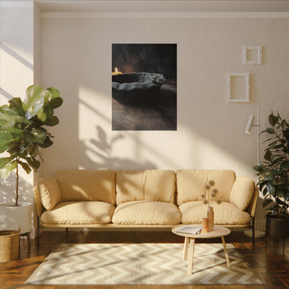 Ceramic Bowl Canvas Art | Winter Dark Japandi Shadow Zen Art