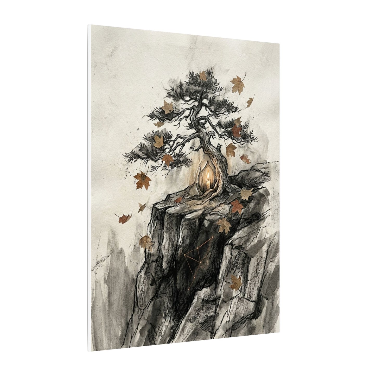Pine Tree Autumn Canvas Art | Japandi Earthy Design