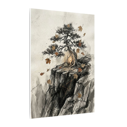 Pine Tree Autumn Canvas Art | Japandi Earthy Design