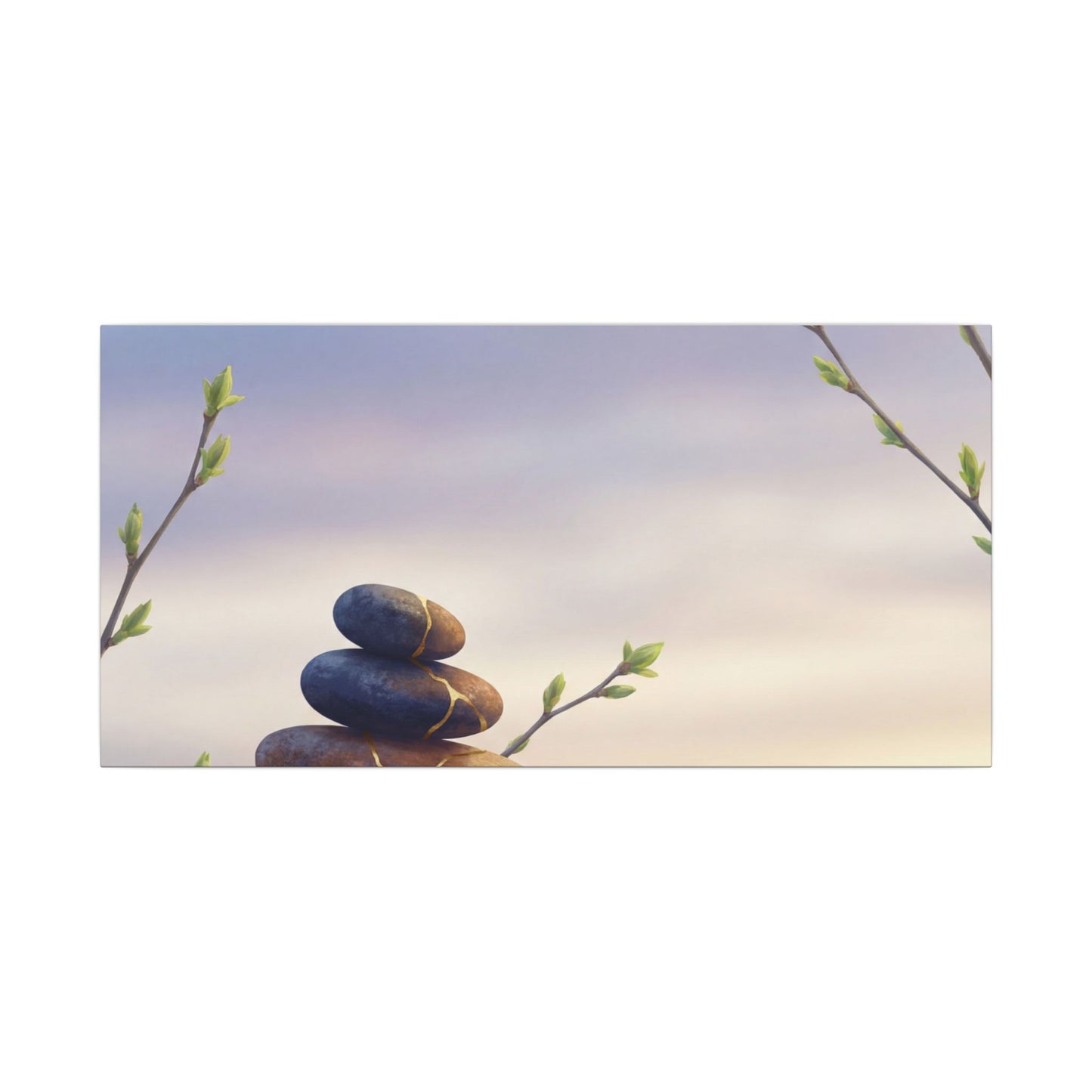 Spring River Stones Gold Vein Canvas Art | Philosophical Decor