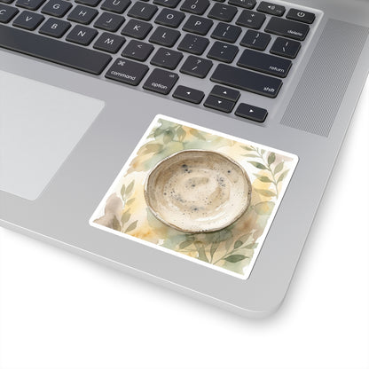 Japandi Ceramic Bowl in Golden Hour | Watercolor Sticker