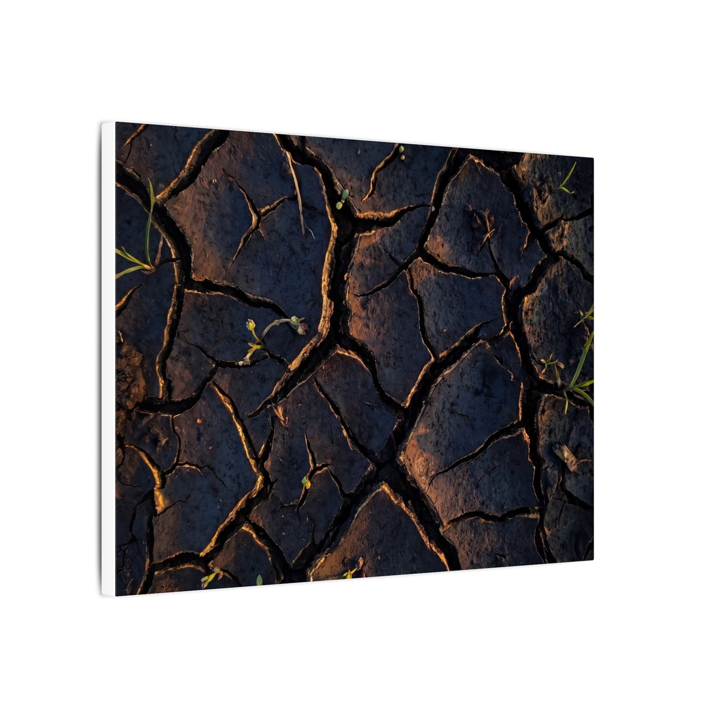 Cracked Earth Moody Minimal Canvas Art | Luxurious Dark Japandi Art