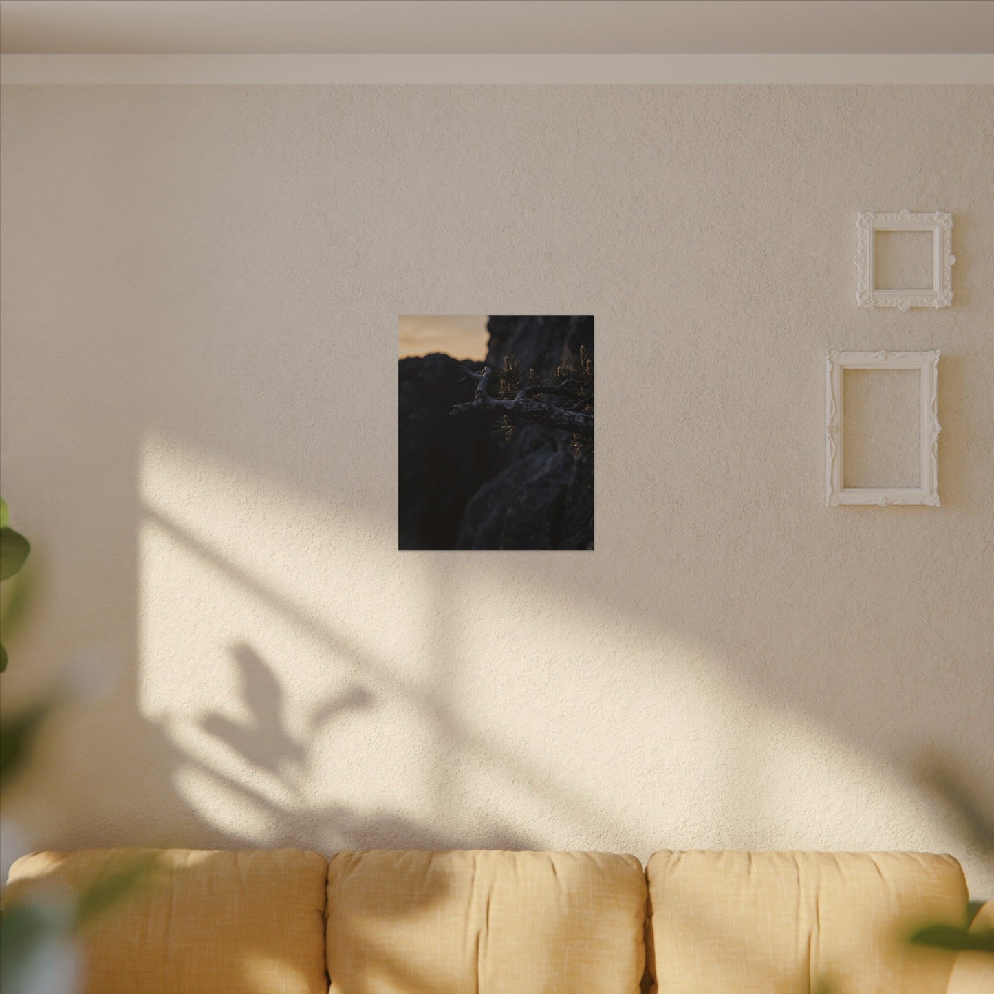 Pine Tree Moody Minimal Canvas Art | Sophisticated Dark Japandi Art