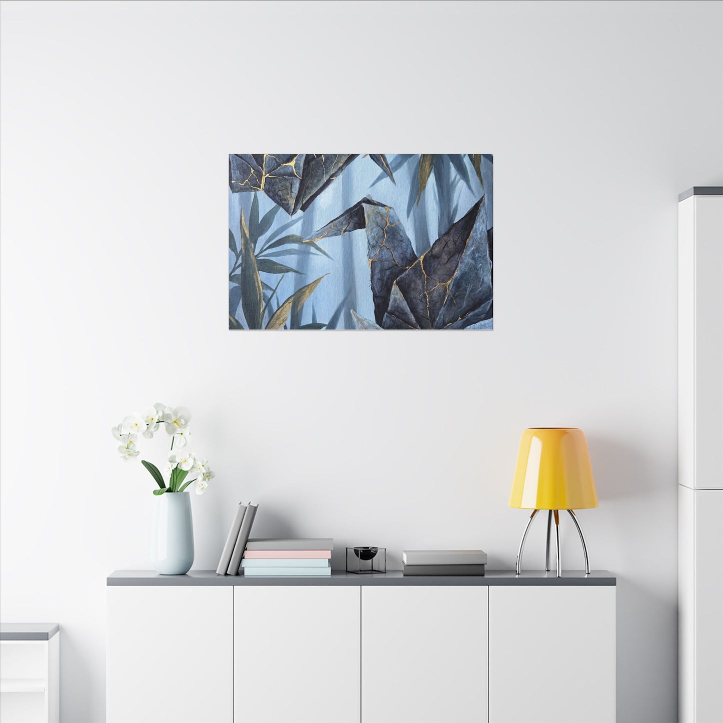 Paper Fold Canvas Art | Summer Kintsugi Crackle Gold Art