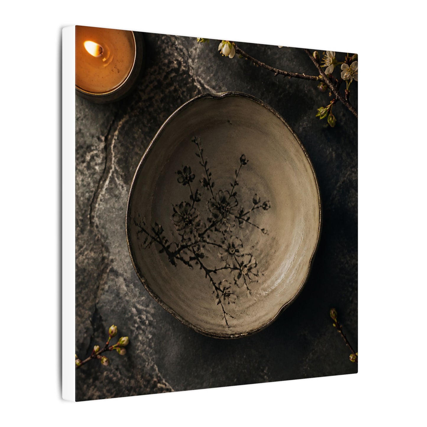 Ceramic Bowl Spring Canvas Art | Japandi Earthy Design