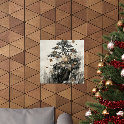 Pine Tree Autumn Wall Art Print | Japandi Elegant Design