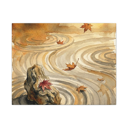 Autumn Rock Garden Watercolor Canvas Art | Neutral Decor