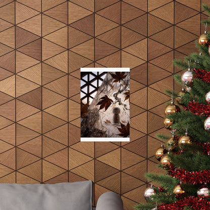 Shoji Screen Autumn Wall Art Print | Dark Japandi Bold Design