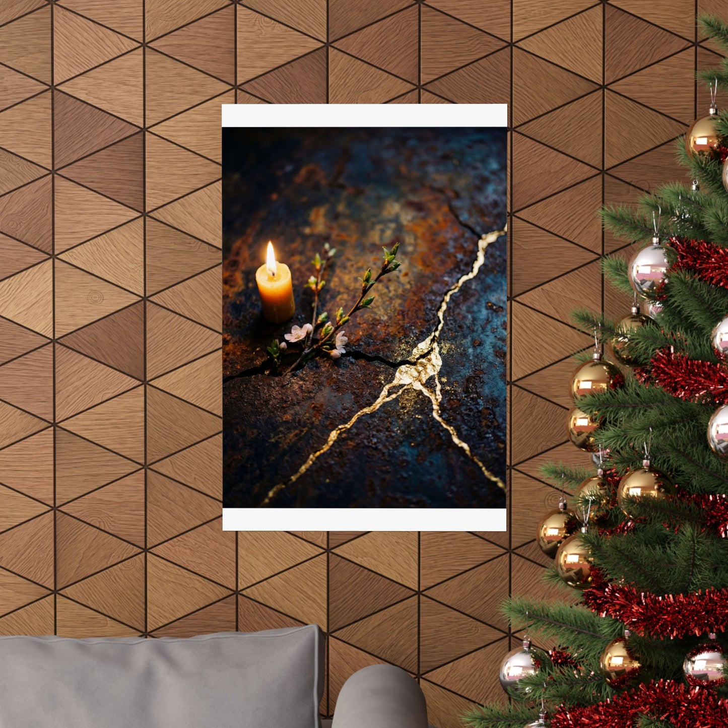 Beautiful Rust Patina Wall Art Print - Gold Repair Kintsugi