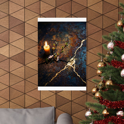 Beautiful Rust Patina Wall Art Print - Gold Repair Kintsugi