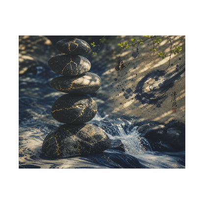 Kintsugi River Stones in Dappled | Broken Beauty Canvas Art