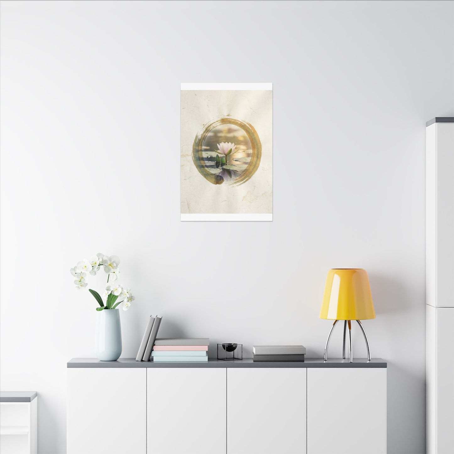 Peaceful Lotus Flower Canvas Art - Enso Zen