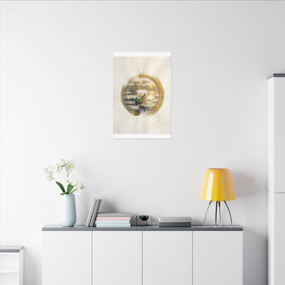Peaceful Lotus Flower Canvas Art - Enso Zen