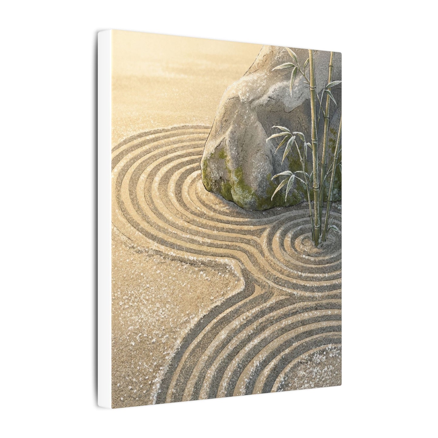 Rock Garden Winter Canvas Art | Zen Peaceful Design